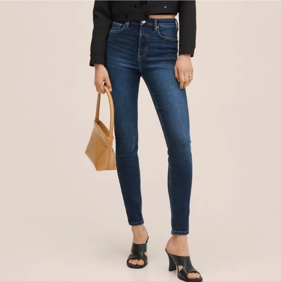 Mango MNG Soho High-Waist Skinny Jeans Dark Blue Size 4 - Picture 1 of 7